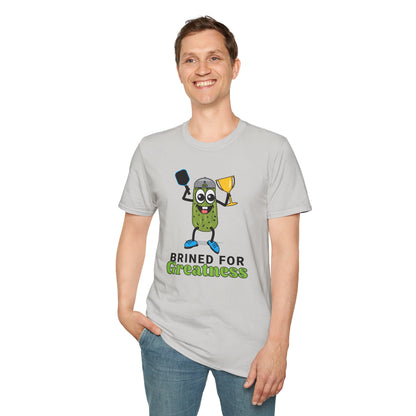 Brined for Greatness Unisex Softstyle T-Shirt - Fun Pickle Design for Picklers