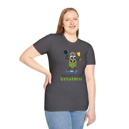 Brined for Greatness Unisex Softstyle T-Shirt - Fun Pickle Design for Picklers