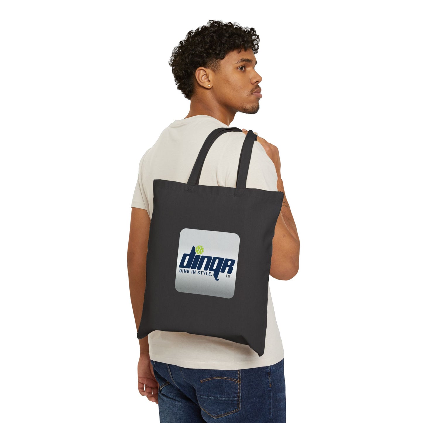 Eco-Friendly Cotton Canvas Tote Bag with DINQR Logo - Perfect for Shopping & Everyday Use