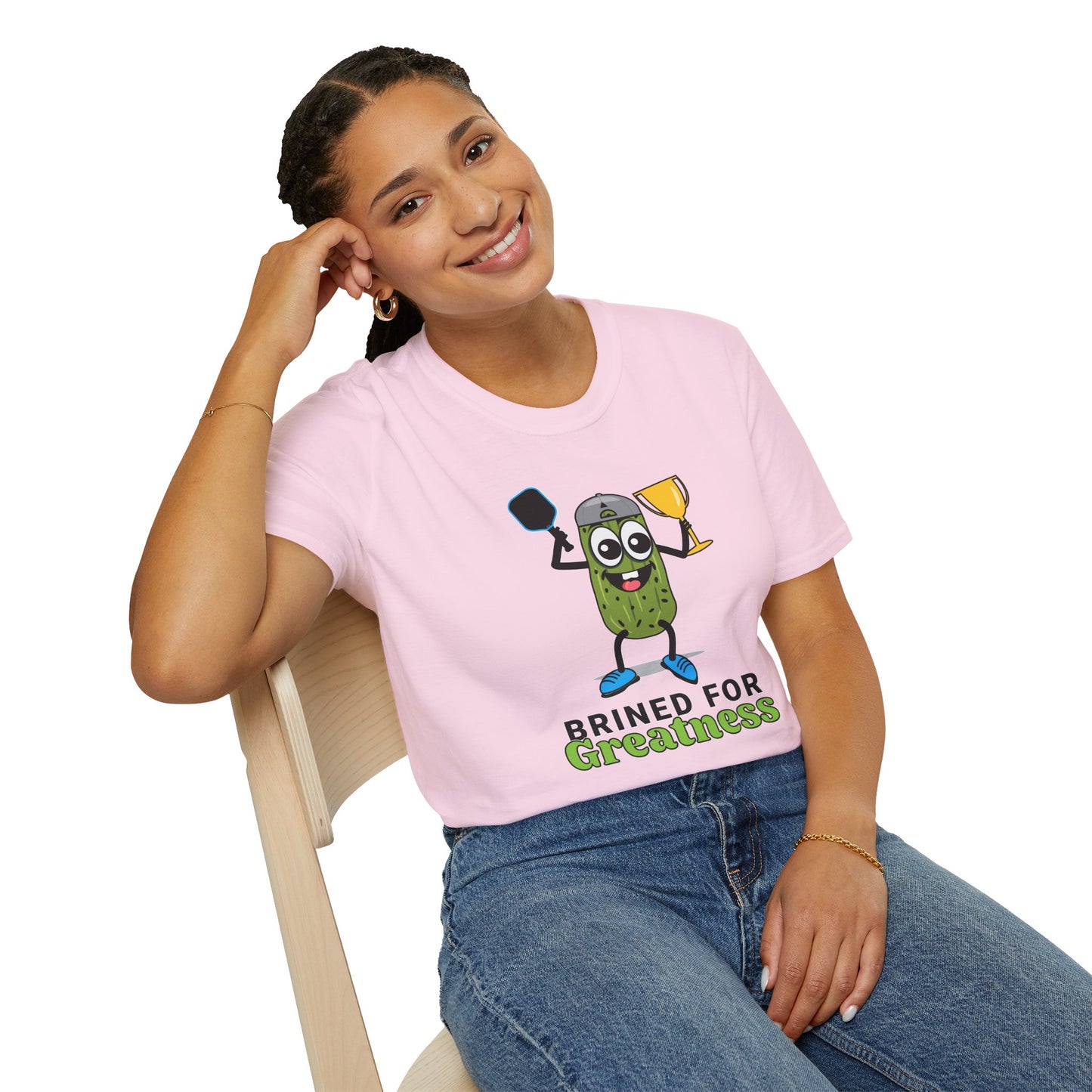 Brined for Greatness Unisex Softstyle T-Shirt - Fun Pickle Design for Picklers