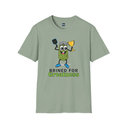 Brined for Greatness Unisex Softstyle T-Shirt - Fun Pickle Design for Picklers